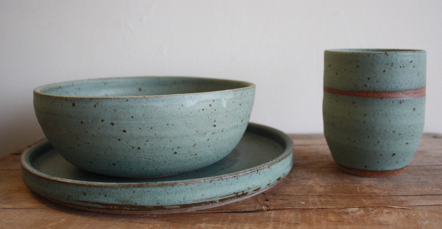 Dinner Plate + Ramen Bowl + Tumbler - KJ Pottery