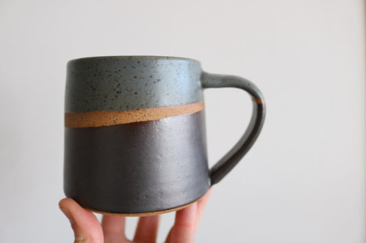 The KJP Mug - Smoke Blue & Brown Metal - KJ Pottery 